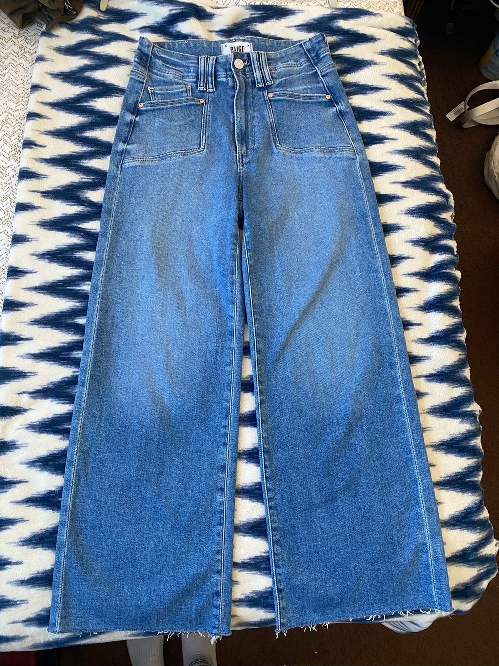 PAIGE Light Blue High-Rise Wide Leg Jeans - Picture 7 of 13